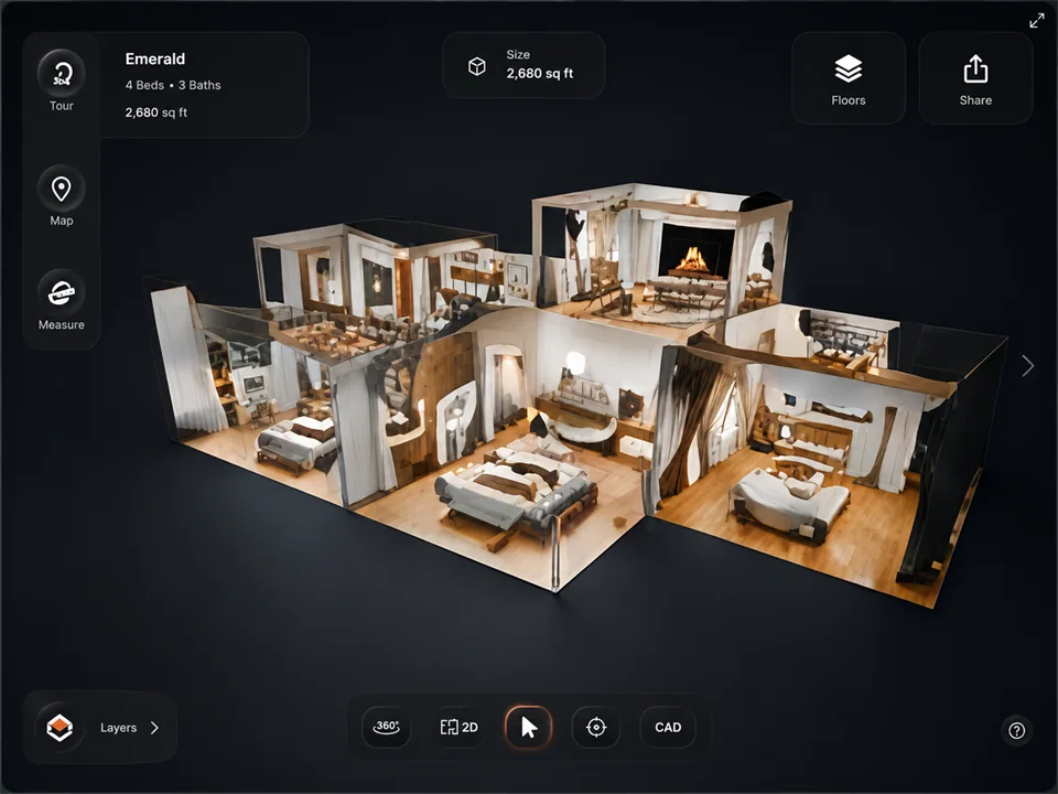 GuildTour Studio preview showing an interactive property walkthrough